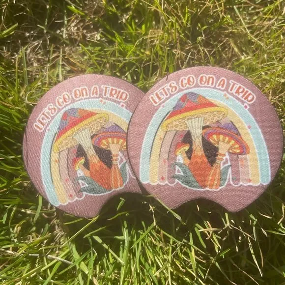 Let’s Go On A Trip Pink Rainbow Car Coaster Set | Car Accessories - Picture 4 of 10